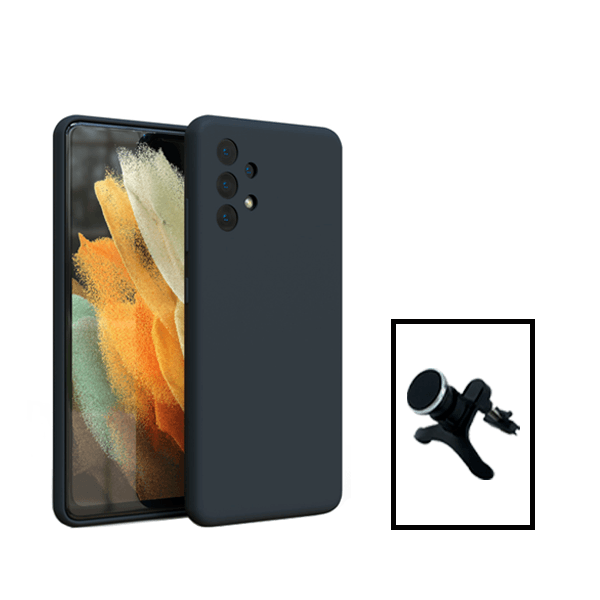 Kit Suporte Magnético Com Pernas + Capa Proteção Traseira Silicone para Samsung Galaxy A13 - Preto