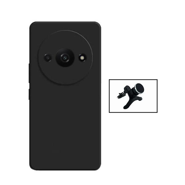 Kit Suporte Magnético Com Pernas + Capa Proteção Traseira Silicone GIFT4ME para Xiaomi Redmi A3 - Preto