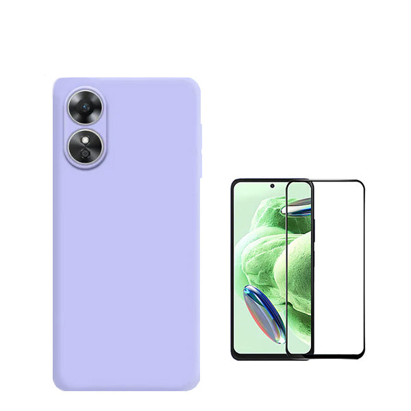 Kit Película de Vidro Temperado GorilasGlass + Capa Proteção Traseira Silicone Phonecare para Oppo A17 - Roxo