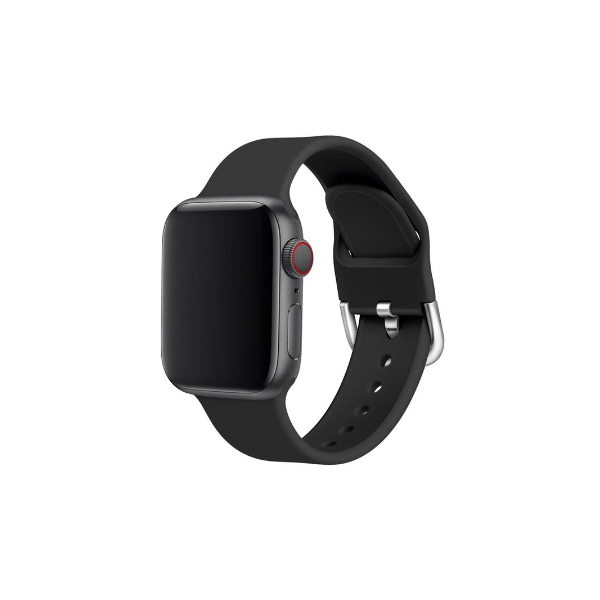 Bracelete Silicone Com Fivela para Apple Watch SE (2022) 44mm - Preto