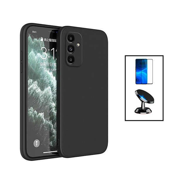 Kit Película de Vidro Temperado GorilasGlass + Capa Proteção Traseira Silicone + Suporte Magnético para Samsung Galaxy A24 4G - Preto