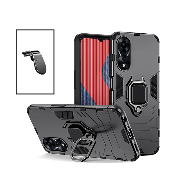 Kit Suporte de Carro Magnético L + Capa de Proteção Militar Magnética para Oppo A58 - Preto