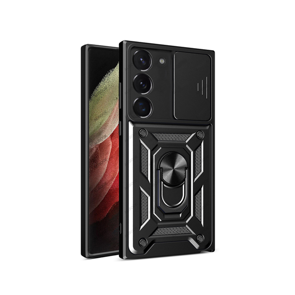 Capa de Proteção Militar Magnética Janela Deslizante para Samsung Galaxy S23 Plus - Preto