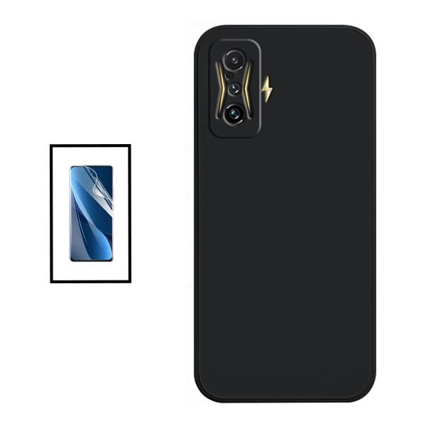 Kit Película Protectora de Hydrogel Frente + Capa Proteção Traseira Silicone para Xiaomi Poco F4 GT - Preto
