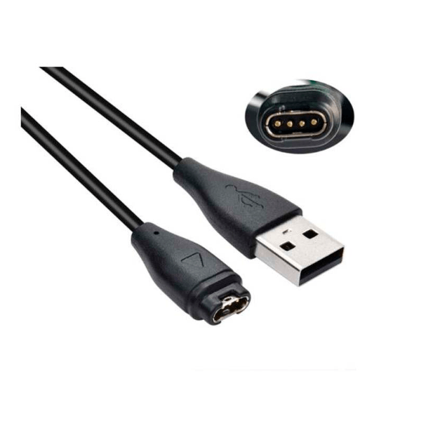 Carregador USB para Garmin Fenix 7S - Solar Edition 42mm - Preto