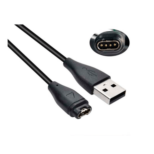 Carregador USB para Garmin Fenix 7S - Solar Edition 42mm - Preto