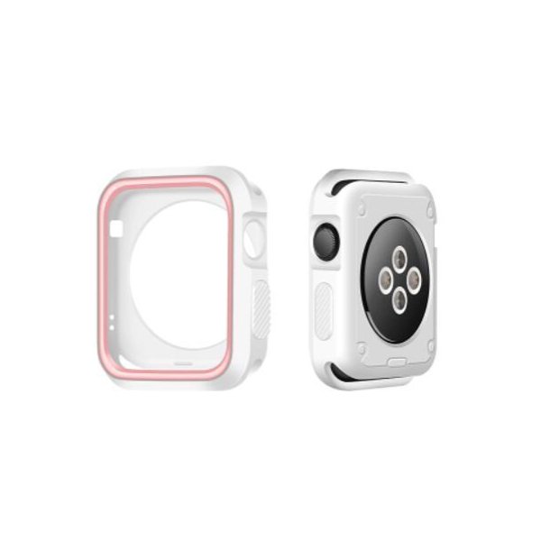 Capa de Proteção Reforçada para Apple Watch SE (2022) 40mm - Branco / Rosa