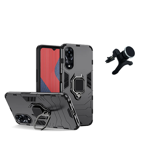 Kit Suporte Magnético Com Pernas + Capa de Proteção Militar Magnética Phonecare para Oppo A58 4G - Preto