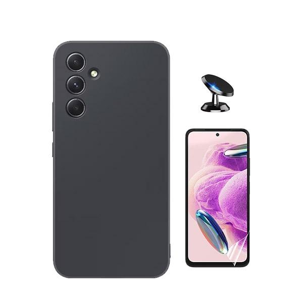 Kit Película Protectora de Hydrogel Frente + Capa Proteção Traseira Silicone + Suporte Magnético GIFT4ME para Samsung Galaxy A35 5G - Preto