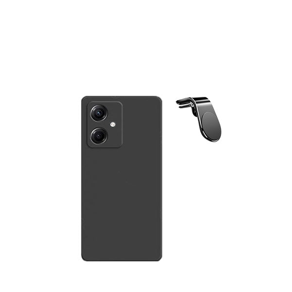 Kit Suporte de Carro Magnético L + Capa Proteção Traseira Silicone GIFT4ME para Xiaomi Redmi 13C 5G - Preto