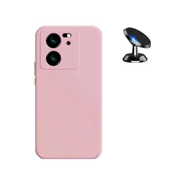 Kit Suporte Magnético + Capa Proteção Traseira Silicone GIFT4ME para Xiaomi 13T Pro - Rosa
