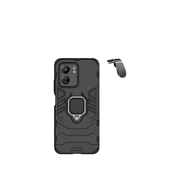 Kit Suporte de Carro Magnético L + Capa de Proteção Militar Magnética GIFT4ME para Xiaomi Redmi 13C - Preto