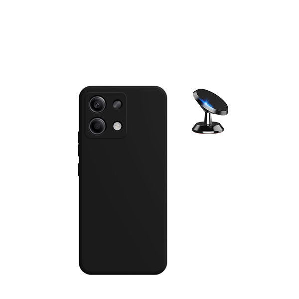 Kit Suporte Magnético + Capa Proteção Traseira Silicone GIFT4ME para Xiaomi Redmi Note 13 4G - Preto