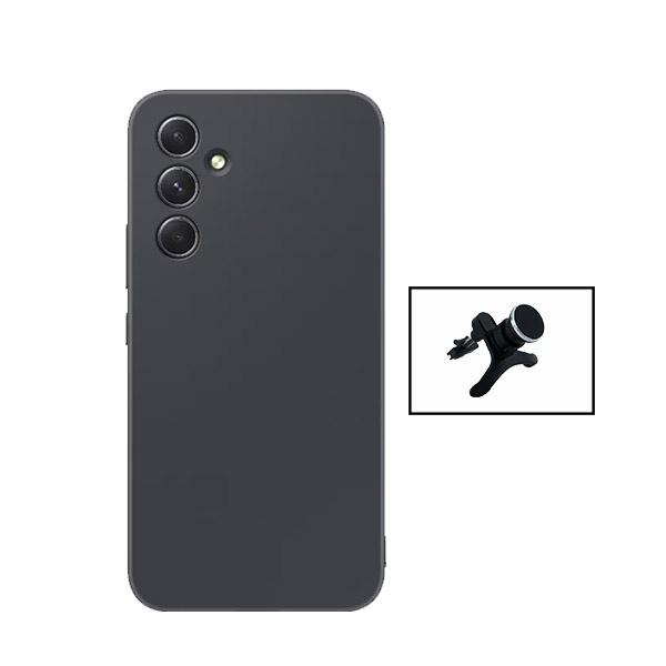 Kit Suporte Magnético Com Pernas + Capa Proteção Traseira Silicone GIFT4ME para Samsung Galaxy A35 5G - Preto