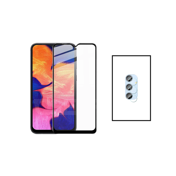 Kit Película Protectora para Câmara Traseira + Película de Vidro Temperado GorilasGlass para Samsung Galaxy M14 5G - Transparente/Preto