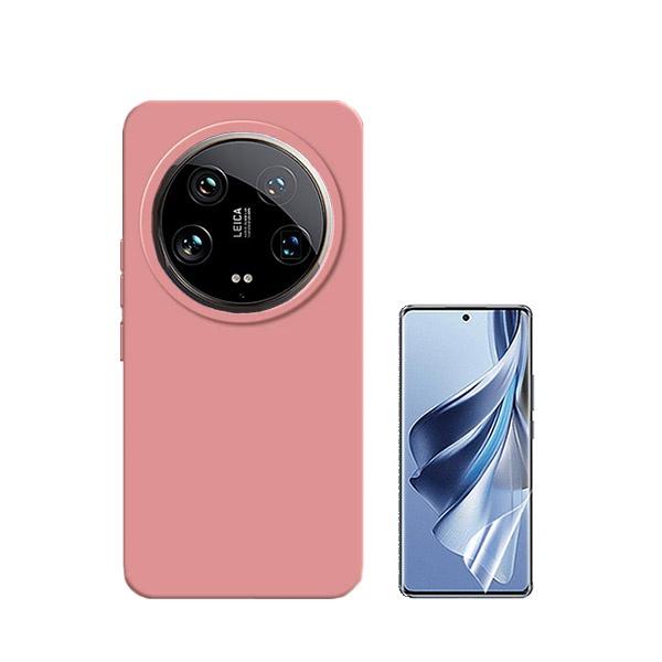 Kit Película ProtectOra de Hydrogel Frente + Capa Proteção Traseira Silicone GIFT4ME para Xiaomi 14 Ultra - Rosa