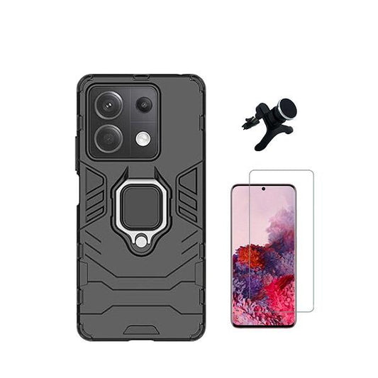 Kit Vidro Temperado ClearGorilasGlass + Capa de Proteção Militar Magnética + Suporte Magnético Com Pernas GIFT4ME para Xiaomi Poco X6 5G - Preto