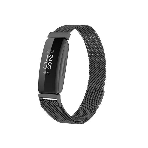 Bracelete Milanese Com Fecho Magnético para Fitbit Inspire 2 - Preto
