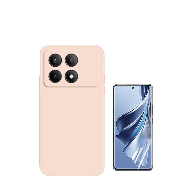 Kit Película Protectora de Hydrogel Frente + Capa Proteção Traseira Silicone GIFT4ME para Xiaomi Poco X6 Pro 5G - Rosa