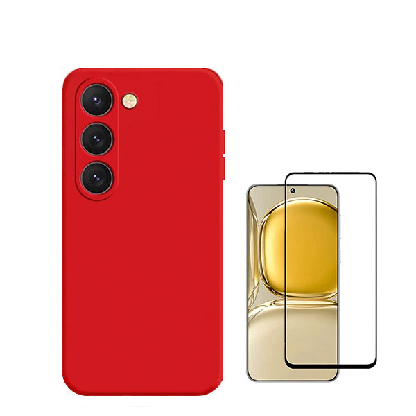 Kit Película de Vidro Temperado GorilasGlass + Capa Proteção Traseira Silicone Phonecare para Oppo Galaxy S24 5G - Vermelho