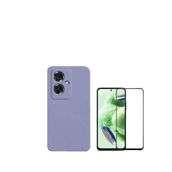 Kit Película de Vidro Temperado GorilasGlass + Capa Proteção Traseira Silicone GIFT4ME para Oppo A79 5G - Roxo