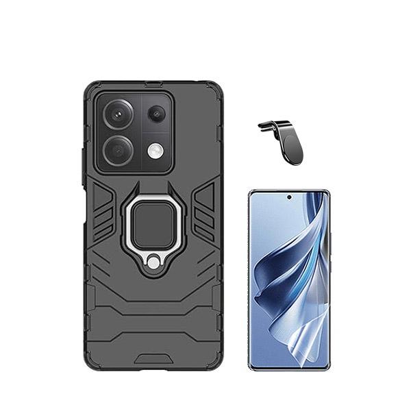Kit Película Protectora de Hydrogel Frente + Capa de Proteção Militar Magnética + Suporte Magnético L GIFT4ME para Xiaomi Poco X6 5G - Preto