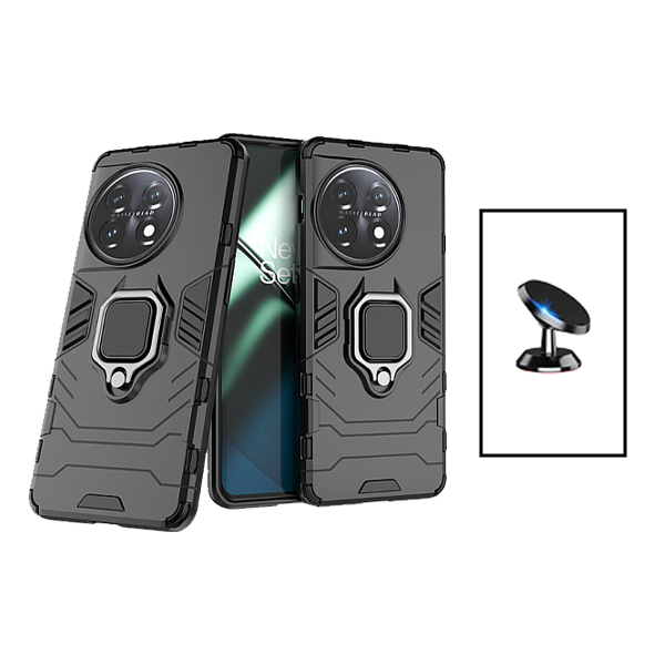 Kit Suporte Magnético + Capa de Proteção Militar Magnética para OnePlus 11 - Preto