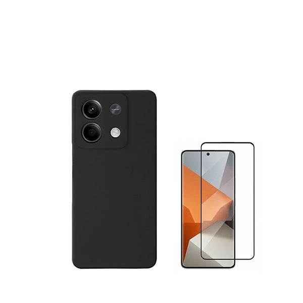 Kit Película de Vidro Temperado GorilasGlass + Capa Proteção Traseira Silicone GIFT4ME para Xiaomi Redmi Note 13 Pro - Preto