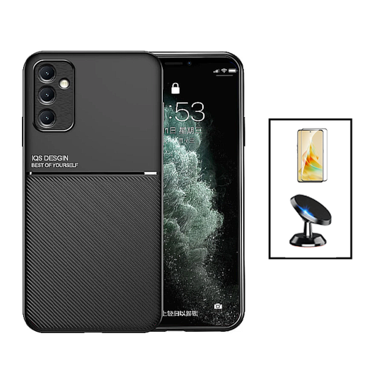 Kit Capa Traseira Magnética Anti Choque + Película de Vidro Temperado GorilasGlass + Suporte Magnético para Samsung Galaxy A54 5G - Preto