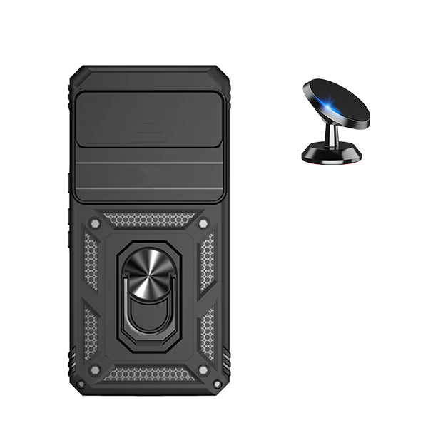 Kit Suporte Magnético + Capa de Proteção Militar Magnética Janela Deslizante GIFT4ME para Google Pixel 8 - Preto