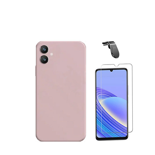 Kit Vidro Temperado ClearGorilasGlass + Capa Proteção Traseira Silicone + Suporte de Carro Magnético L Phonecare para Samsung Galaxy A05 - Rosa