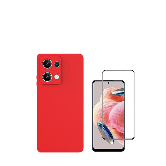 Kit Película de Vidro Temperado GorilasGlass + Capa Proteção Traseira Silicone GIFT4ME para Xiaomi Redmi Note 13 4G - Vermelha