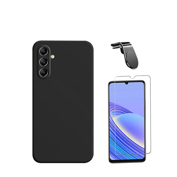 Kit Vidro Temperado ClearGorilasGlass + Capa Proteção Traseira Silicone + Suporte de Carro Magnético L Phonecare para Samsung Galaxy A05s - Preto