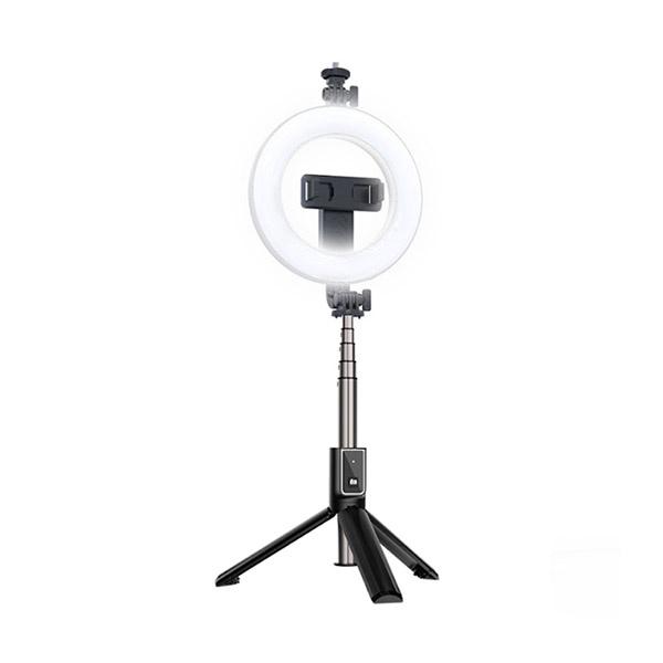 Selfie Stick Ring Light Tripod SS12 Led Lamp 95cm Bluetooth XO     Preto