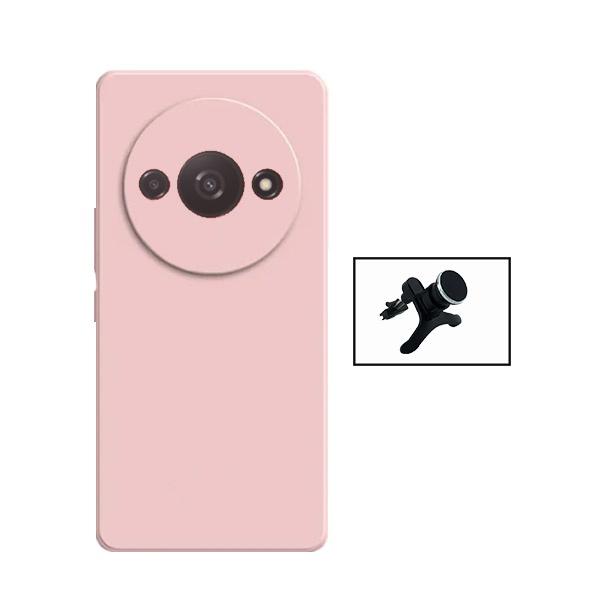 Kit Suporte Magnético Com Pernas + Capa Proteção Traseira Silicone GIFT4ME para Xiaomi Redmi A3 - Rosa