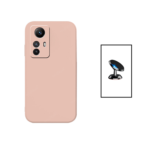 Kit Suporte Magnético + Capa Proteção Traseira Silicone para Xiaomi Redmi Note 12S - Rosa