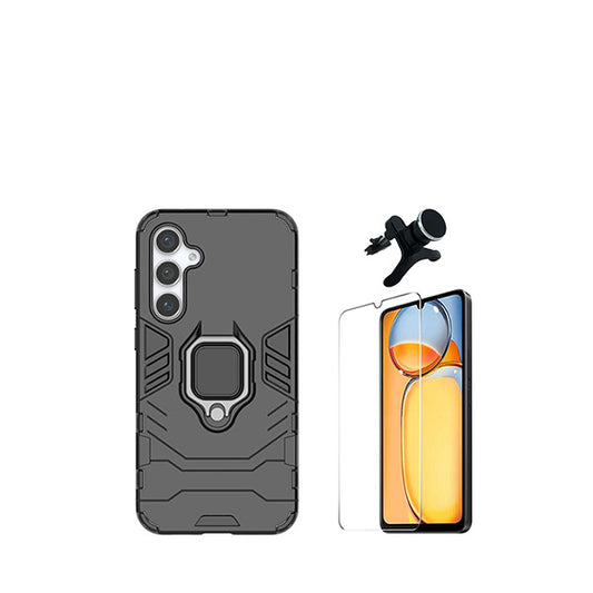 Kit Vidro Temperado ClearGorilasGlass + Capa de Proteção Militar Magnética + Suporte Magnético Com Pernas GIFT4ME para Samsung Galaxy A05s - Preto