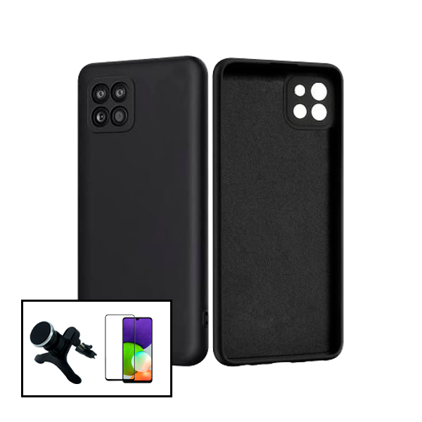 Kit Película de Vidro Temperado GorilasGlass + Capa Proteção Traseira Silicone + Suporte Magnético Com Pernas para Samsung Galaxy M22