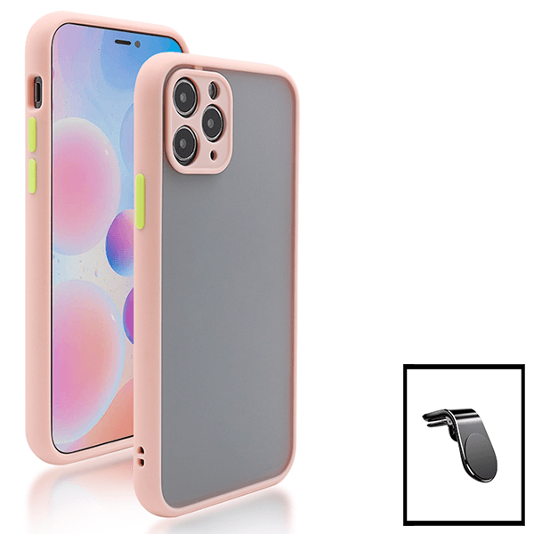 Kit Capa Traseira Proteção Camara + Suporte de Carro Magnético L para Apple iPhone 14 - Rosa