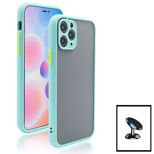 Kit Capa Traseira Proteção Camara + Suporte Magnético para Apple iPhone 14 - Azul Claro