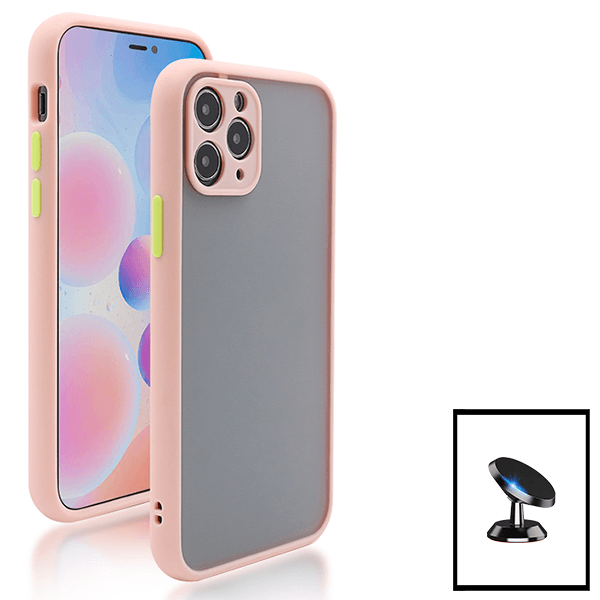Kit Capa Traseira Proteção Camara + Suporte Magnético para Apple iPhone 14 - Rosa