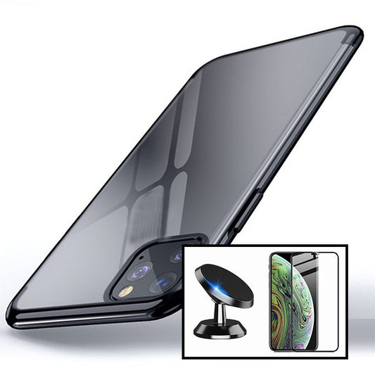 Kit Película de Vidro Temperado GorilasGlass + Capa Proteção Traseira Super Slim + Suporte Magnético para Apple iPhone 14 - Preto