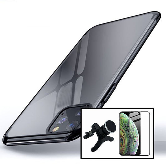Kit Película de Vidro Temperado GorilasGlass + Capa Proteção Traseira Super Slim + Suporte Magnético Com Pernas para Apple iPhone 14 - Preto