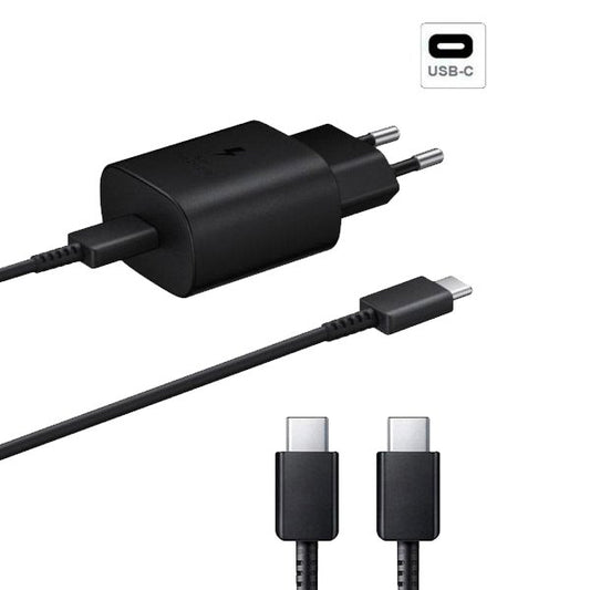Kit Base de Carregador Type C FastCharge 45W + Cabo de Carregamento Type C to Type C FastCharger para Samsung Galaxy A04s - Preto