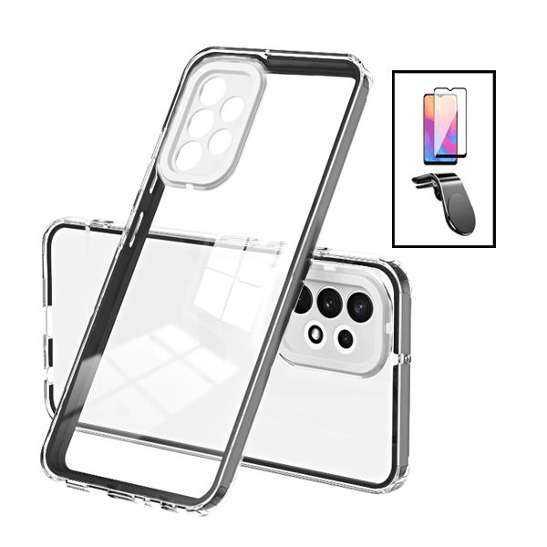 Kit Capa 360 Airbag Anti-Quedas Proteção de Camara + Suporte Magnético L + GorilaGlass para Samsung Galaxy A13 - Transparente