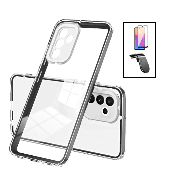 Kit Capa 360 Airbag Anti-Quedas Proteção de Camara + Suporte Magnético L + GorilaGlass para Samsung Galaxy A13 5G - Transparente
