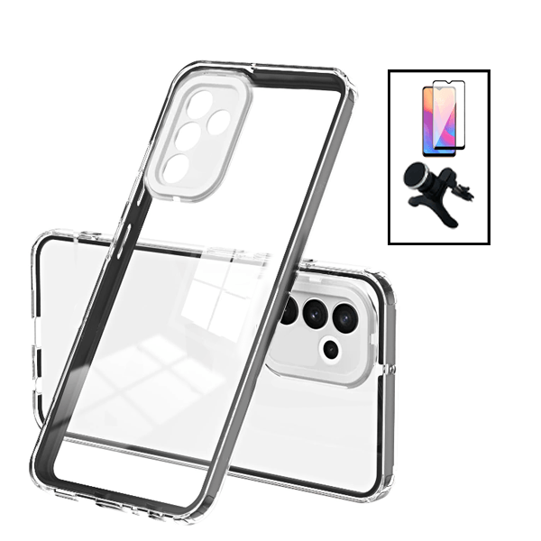 Kit Capa 360 Airbag Anti-Quedas Proteção de Camara + Suporte reforçado de Carro + GorilaGlass para Samsung Galaxy A13 5G - Transparente