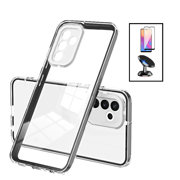 Kit Capa 360 Airbag Anti-Quedas Proteção de Camara + Suporte Magnético + GorilaGlass para Samsung Galaxy A04s - Transparente