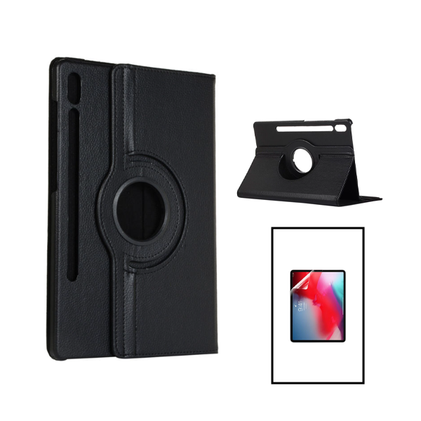 Kit Capa Proteção Rotativa 360 + Película Protectora de Hydrogel Frente para Lenovo P11 Pro 2ª Gen - Preto