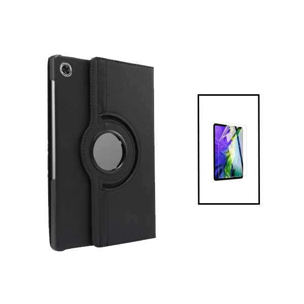 Kit Capa Proteção Rotativa 360 + Película Protectora de Hydrogel Frente para Lenovo Tab M10 Plus (Gen 3) 10.6 - Preto